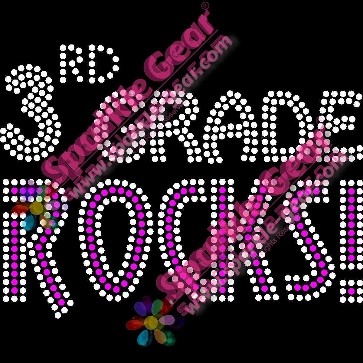 3rd Grade Rocks Girls - Bling Transfers by Sparkle Gear