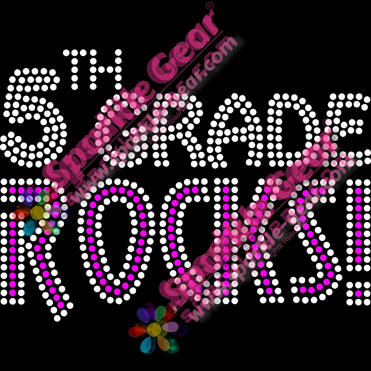 5th Grade Rocks Girls - Bling Transfers by Sparkle Gear