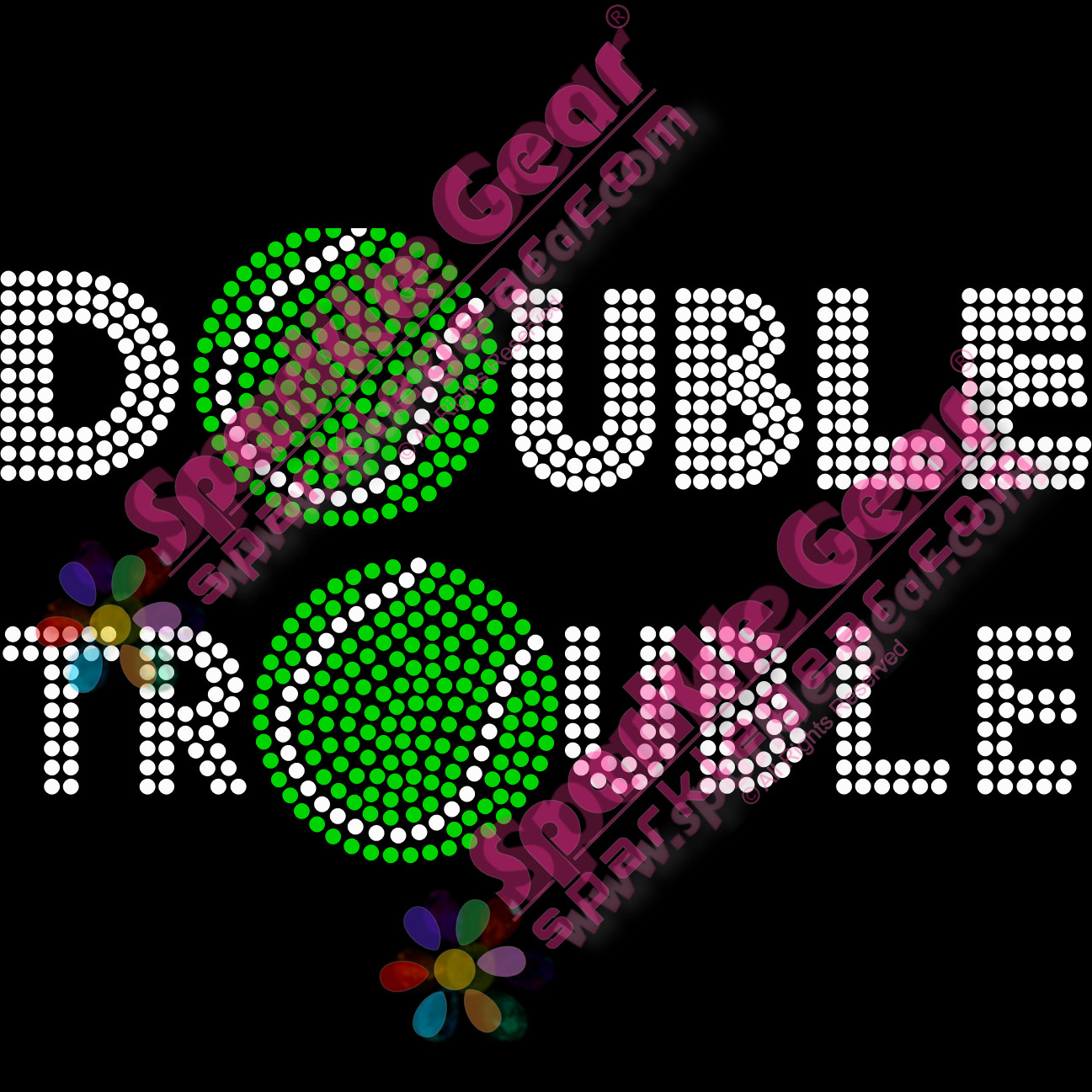Double Trouble 2 Line Text - Bling Transfers by Sparkle Gear