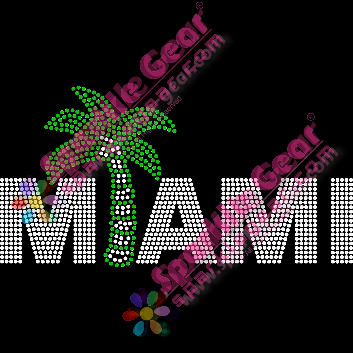 MIAMI with a Palm Tree - Bling Transfers by Sparkle Gear