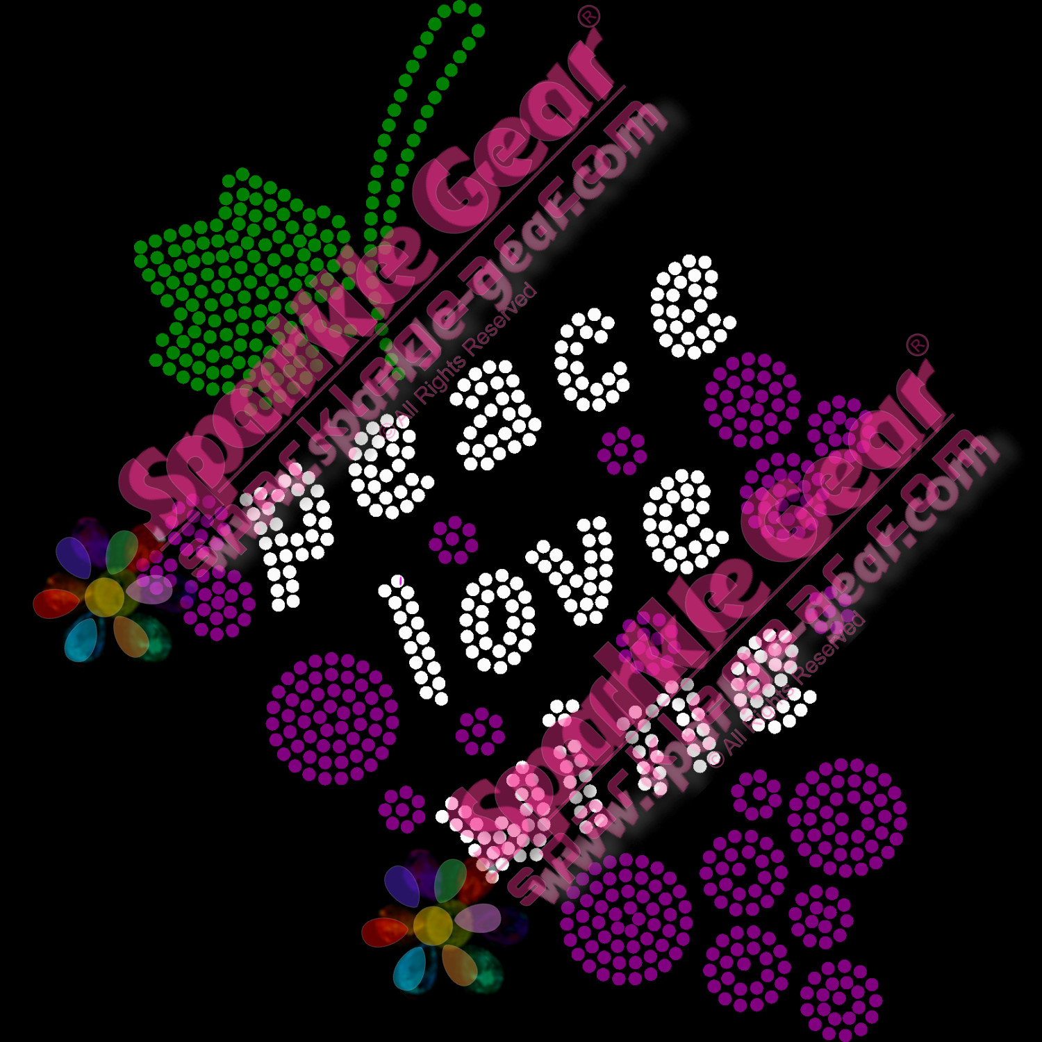 Peace Love Wine - Bling Transfers by Sparkle Gear